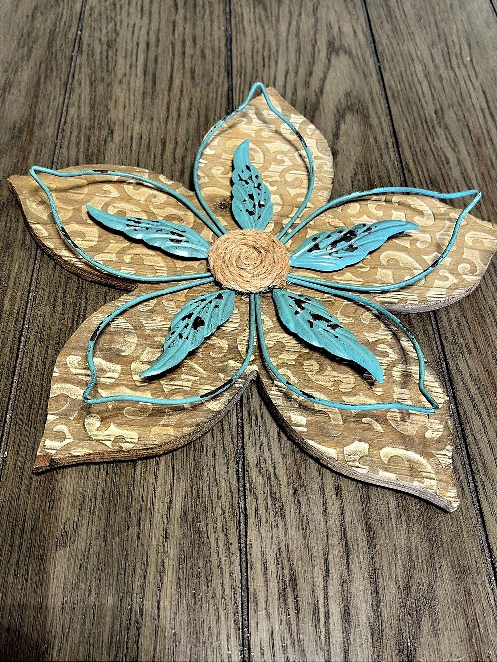 Brown & Blue Flower Wall Decor